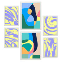 POSTER Set Mit 6 Windlose Künste In Farbenfrohe Zusammenfassungen A3 & A4 Weißer Rahmen - Weiß, Papier (29/3cm) - Nacnic