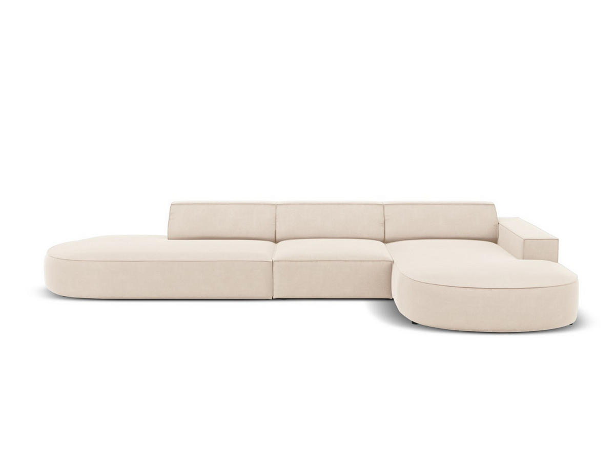 ECKSOFA rechts Jodie aus Samt leichtes beige 4 Sitzplätze - Beige, Textil (166/342cm) - Micadoni