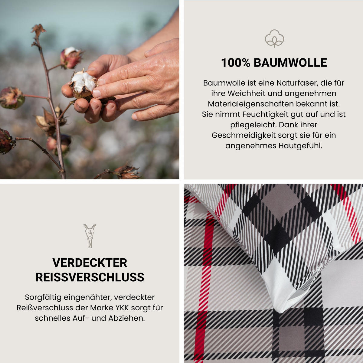 BETTWÄSCHESET Talisa - Feinbiber - 2-teilig - 135x200 cm - Grau - Grau, Textil (135/200cm) - SCHIESSER