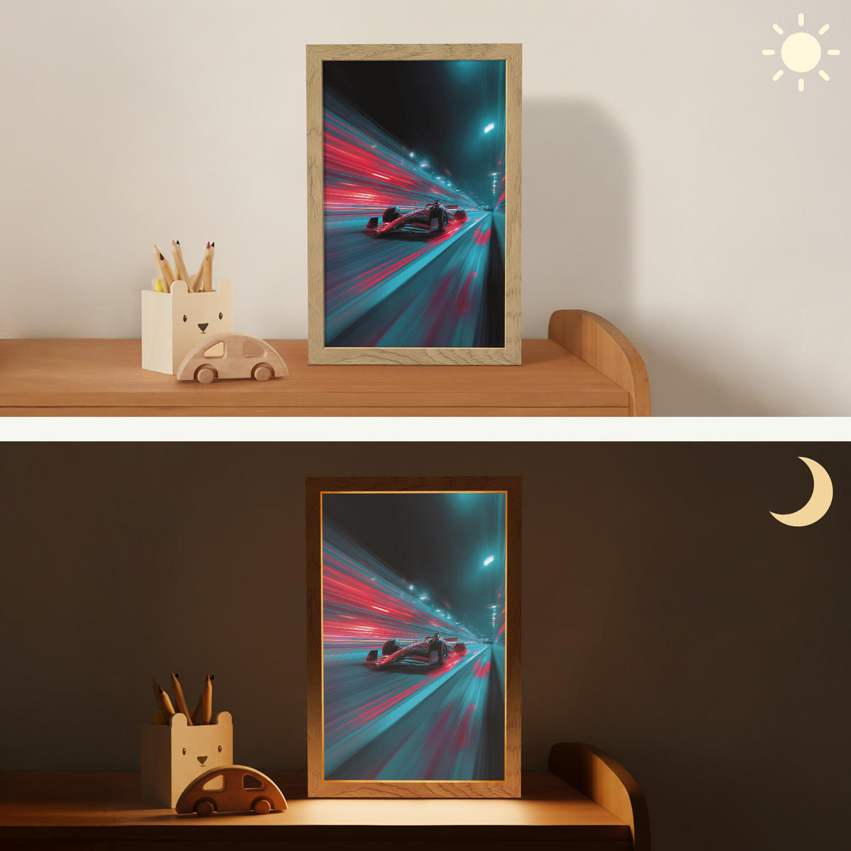 NACHTTISCHLAMPE Rennwagen - Rot - Geschwindigkeit 20x30 cm - Türkis, Holzwerkstoff (8/20/30cm)