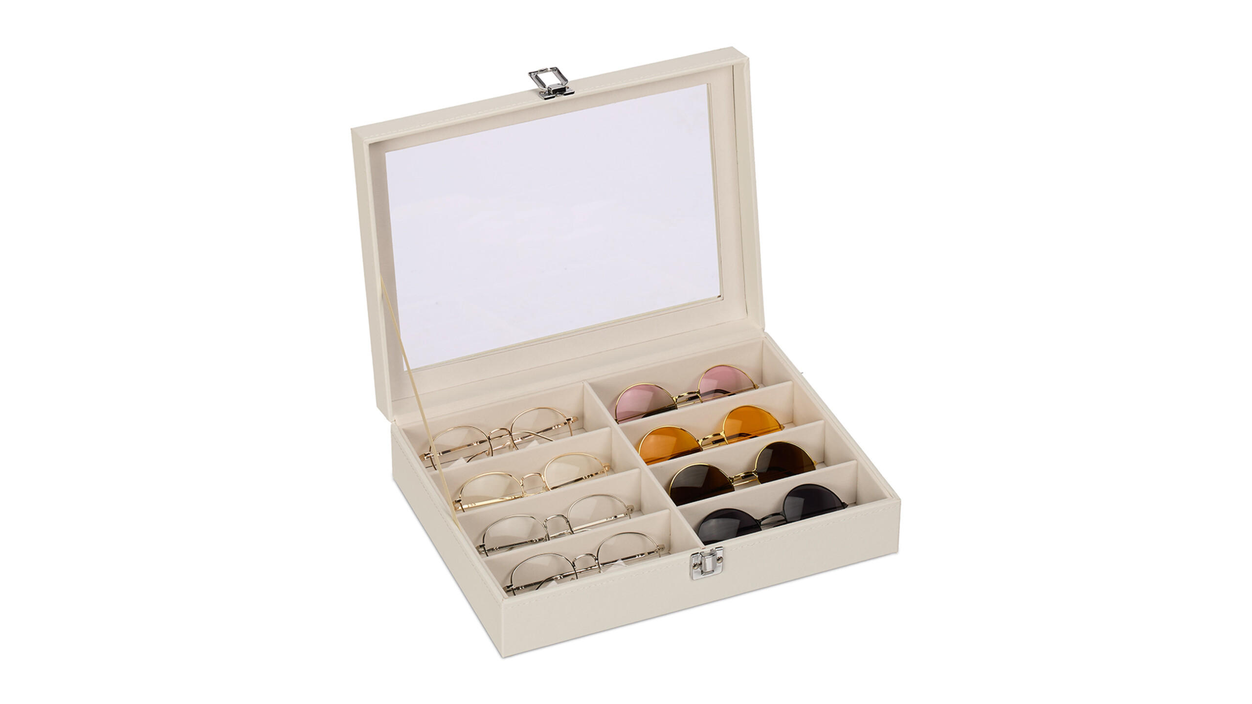 BRILLENBOX - Multicolor, Glas/Holzwerkstoff (33.5/8.5/24.5cm) - Relaxdays