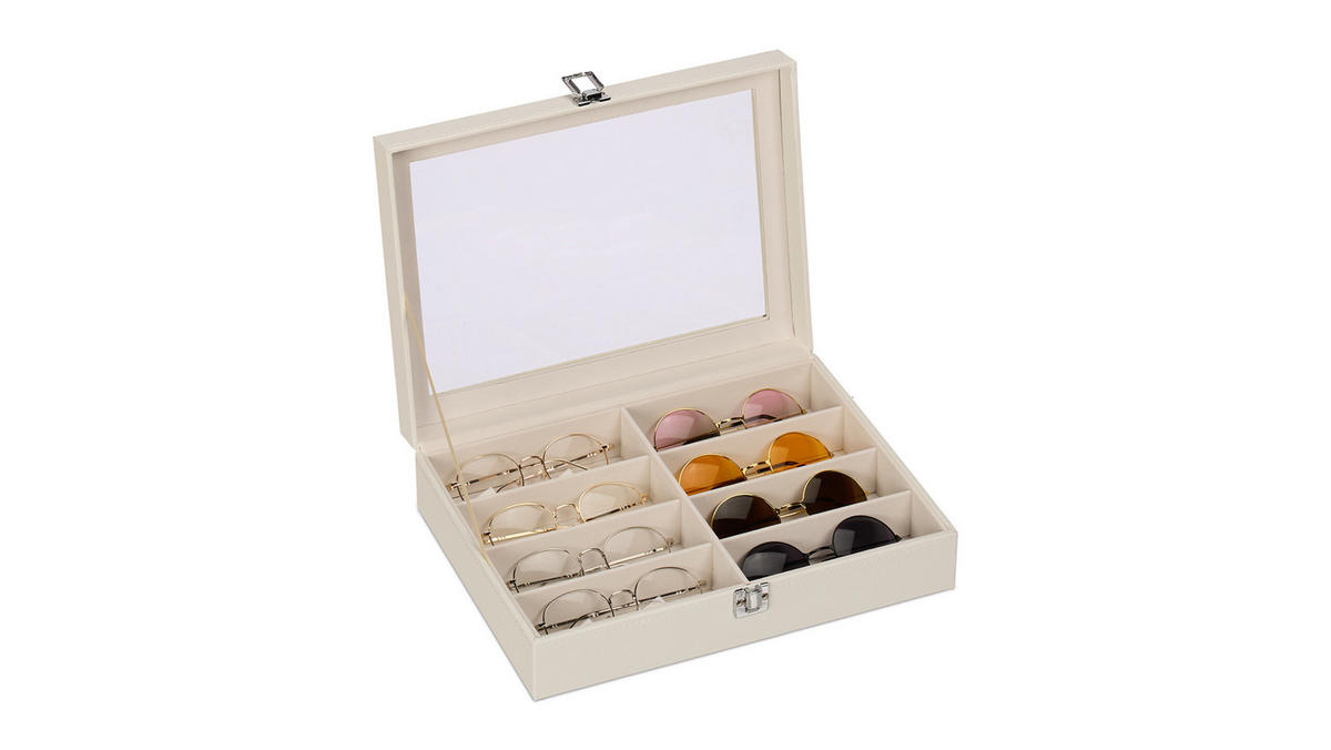 BRILLENBOX - Multicolor, Glas/Holzwerkstoff (33.5/8.5/24.5cm) - Relaxdays