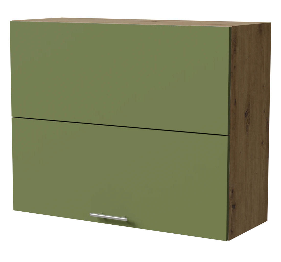 KLAPPHÄNGESCHRANK Brerra W8B/90-AV Eiche Artisan / RAL 6025 farngrün Matt 90 / 32,5 / 72cm - Eiche Artisan/Grün, Holz/Holzwerkstoff (90/72/32.5cm) - Feldmann-Wohnen