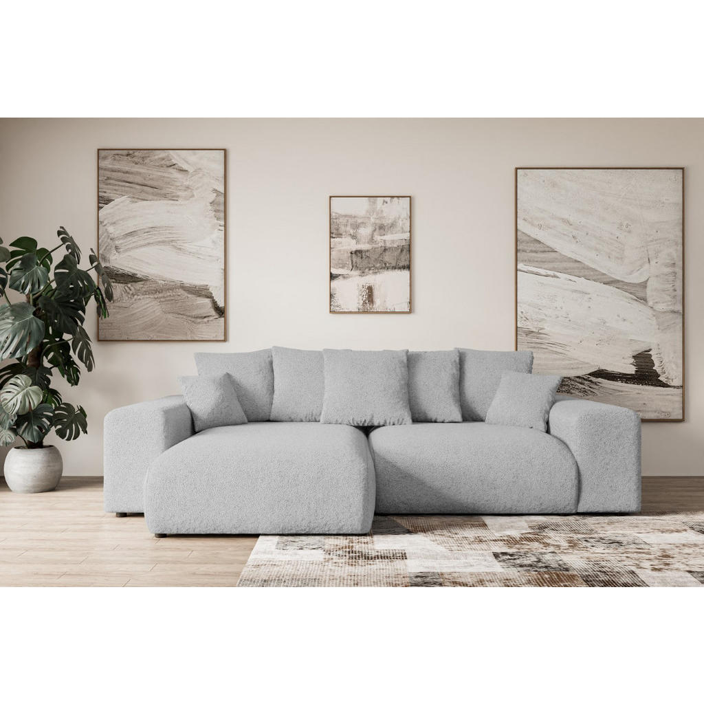 Thumbnail - Altdecor Ecksofa, Hellgrau, Textil, 4-Sitzer, L-Form, Ottomane links, 256x165 cm, Wohnzimmer, Sofas & Couches, Wohnlands...