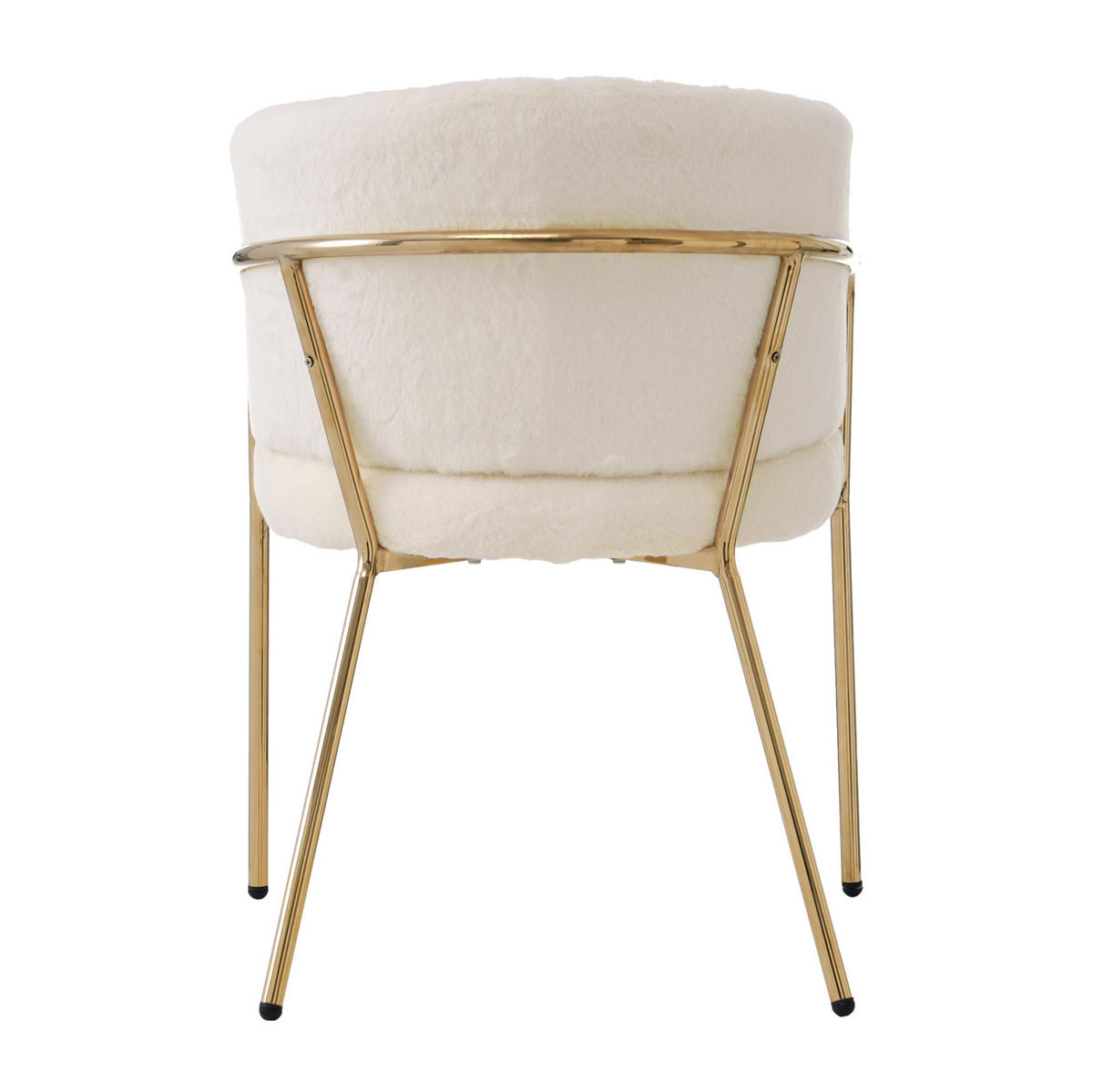 POLSTERSTUHL 57/57/77 cm weiß aus Kunstfell mit Metallbeinen - Beige, Holzwerkstoff (57/77/57cm) - OKWISH