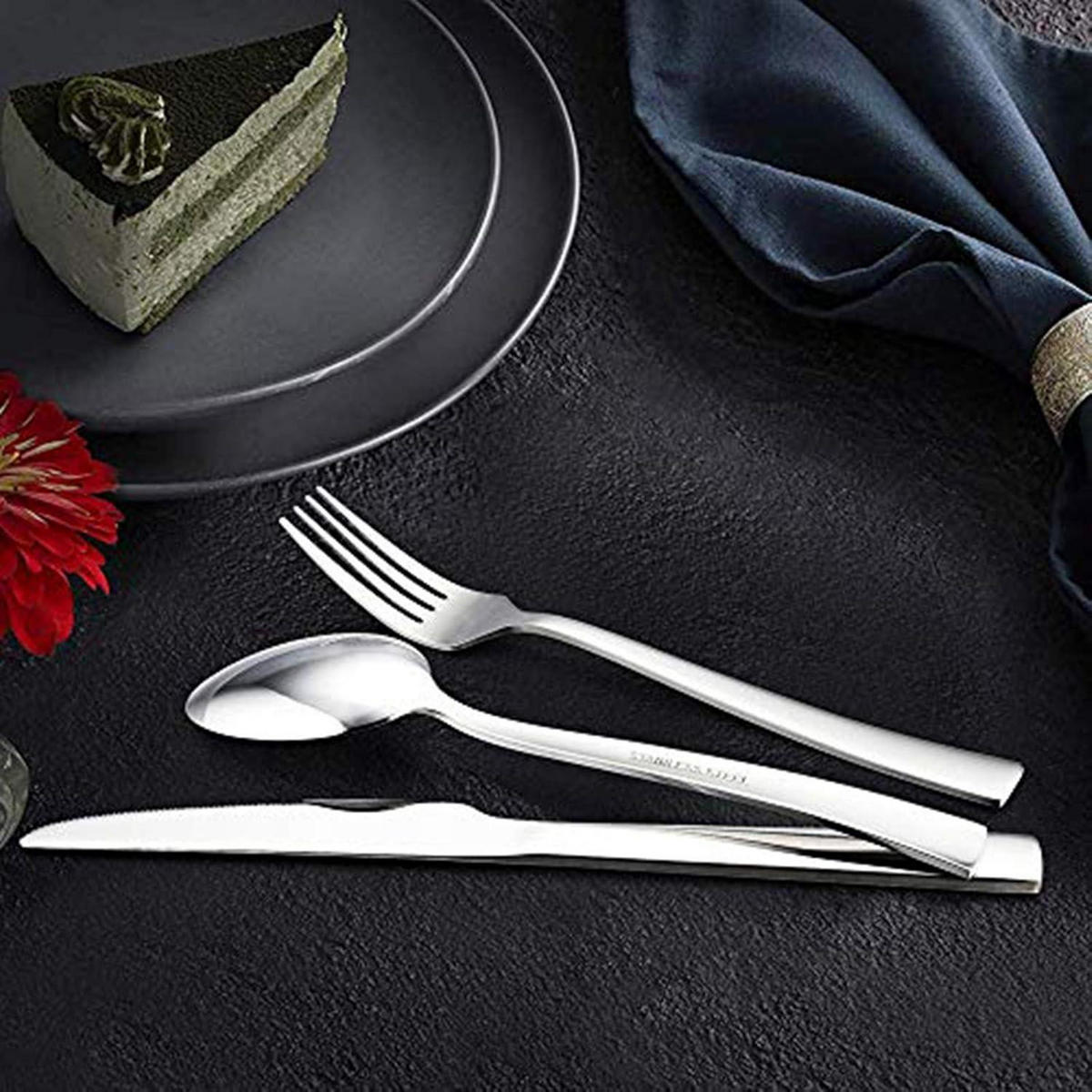 BESTECKSET 30-teilig für 6 Personen Edelstahl Hochglanzpoliert Spülmaschinenfest - Silberfarben, Metall
