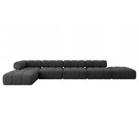 ECKSOFA modulares Sofa Kerru-L3 - 475x190x70 cm Schwarz Velours - Schwarz, Holzwerkstoff/Textil (475/190cm) - ALTDECOR