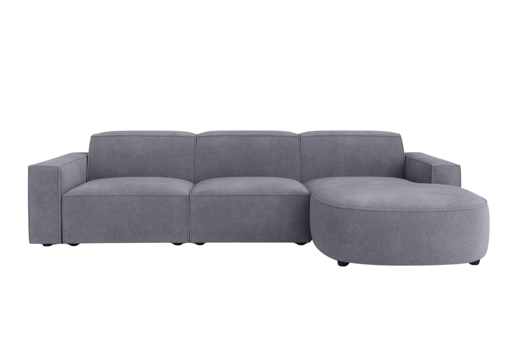 ECKSOFA Cursal Round L-Form, Stoff Salvador, Grau, Rechts - Grau, Holz (284/166cm) - Kaiser Möbel