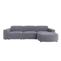 ECKSOFA Cursal Round L-Form, Stoff Salvador, Grau, Rechts - Grau, Holz (284/166cm) - Kaiser Möbel