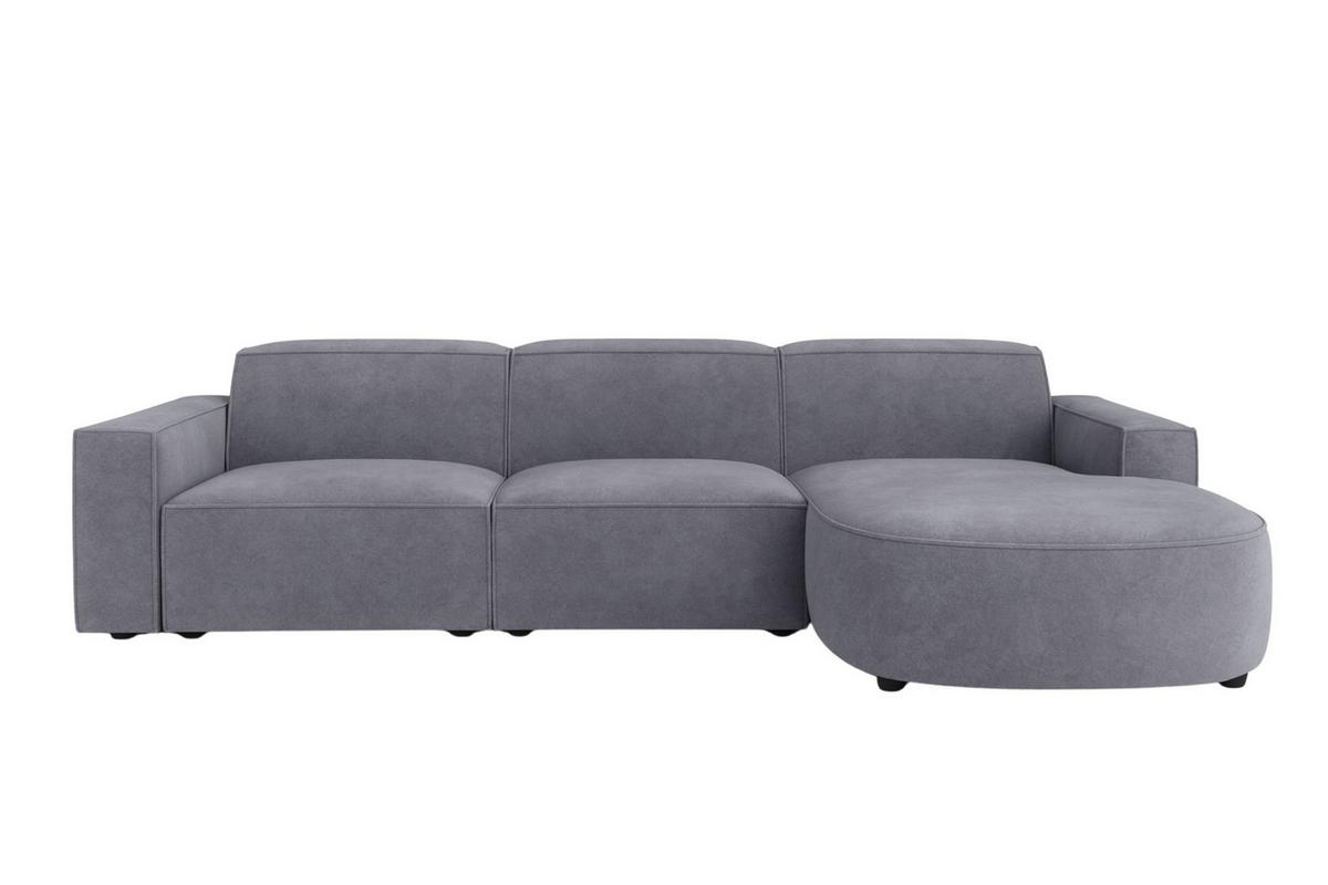 ECKSOFA Cursal Round L-Form, Stoff Salvador, Grau, Rechts - Grau, Holz (284/166cm) - Kaiser Möbel