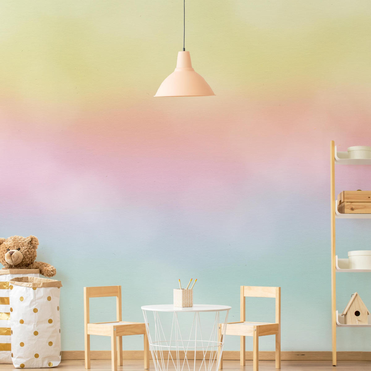 FOTOTAPETE Regenbogen Wasserfarben 240/240 cm - Multicolor, Papier (240/240cm) - Bilderwelten