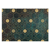 FOTOTAPETE 208x146 cm - Geometrische Sechsecke - Grün, Textil (208/146cm) - Wallfluent