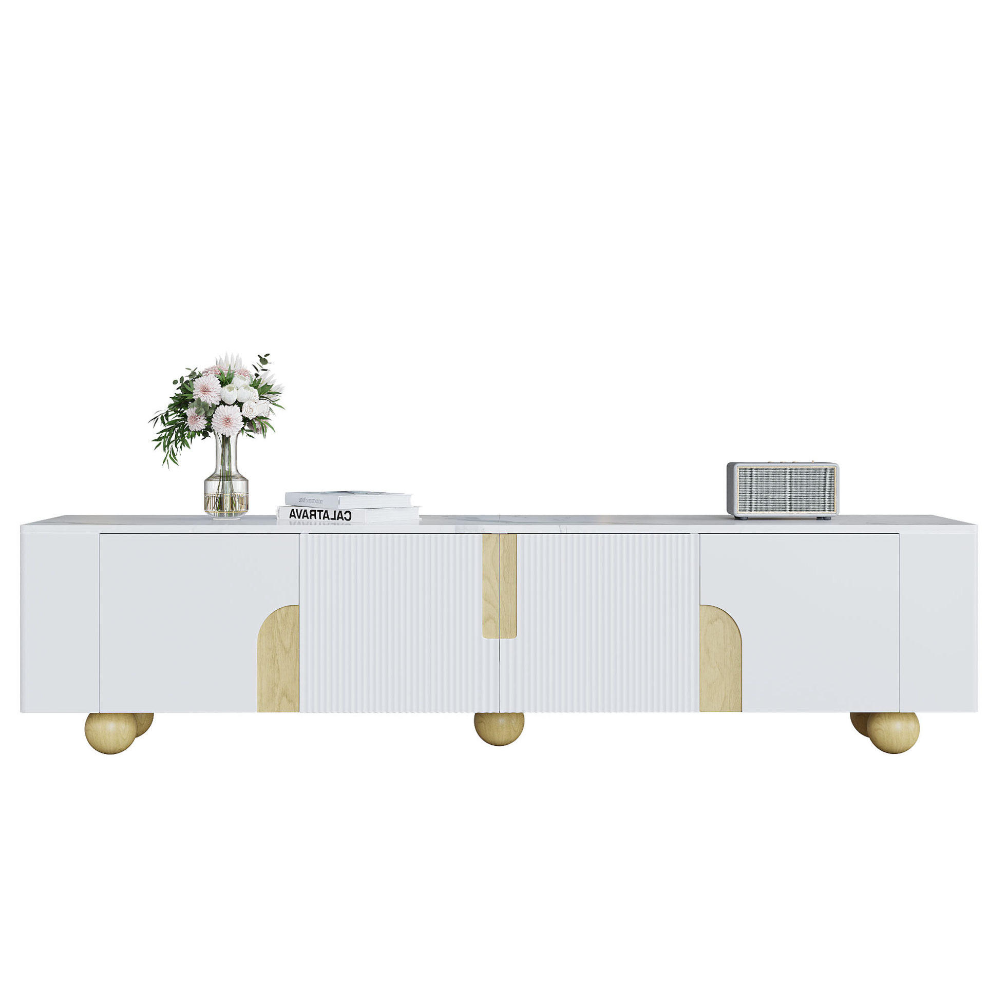 TV-SCHRANK 180 cm Weiß Holzoptik mit 4 Türen - Weiß, Holzwerkstoff (40/44/180cm) - Beauniv