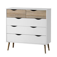 KOMMODE - Gummibaum teilmassiv - Eichefarben/Weiß, Holzwerkstoff (99/101/39cm) - home24