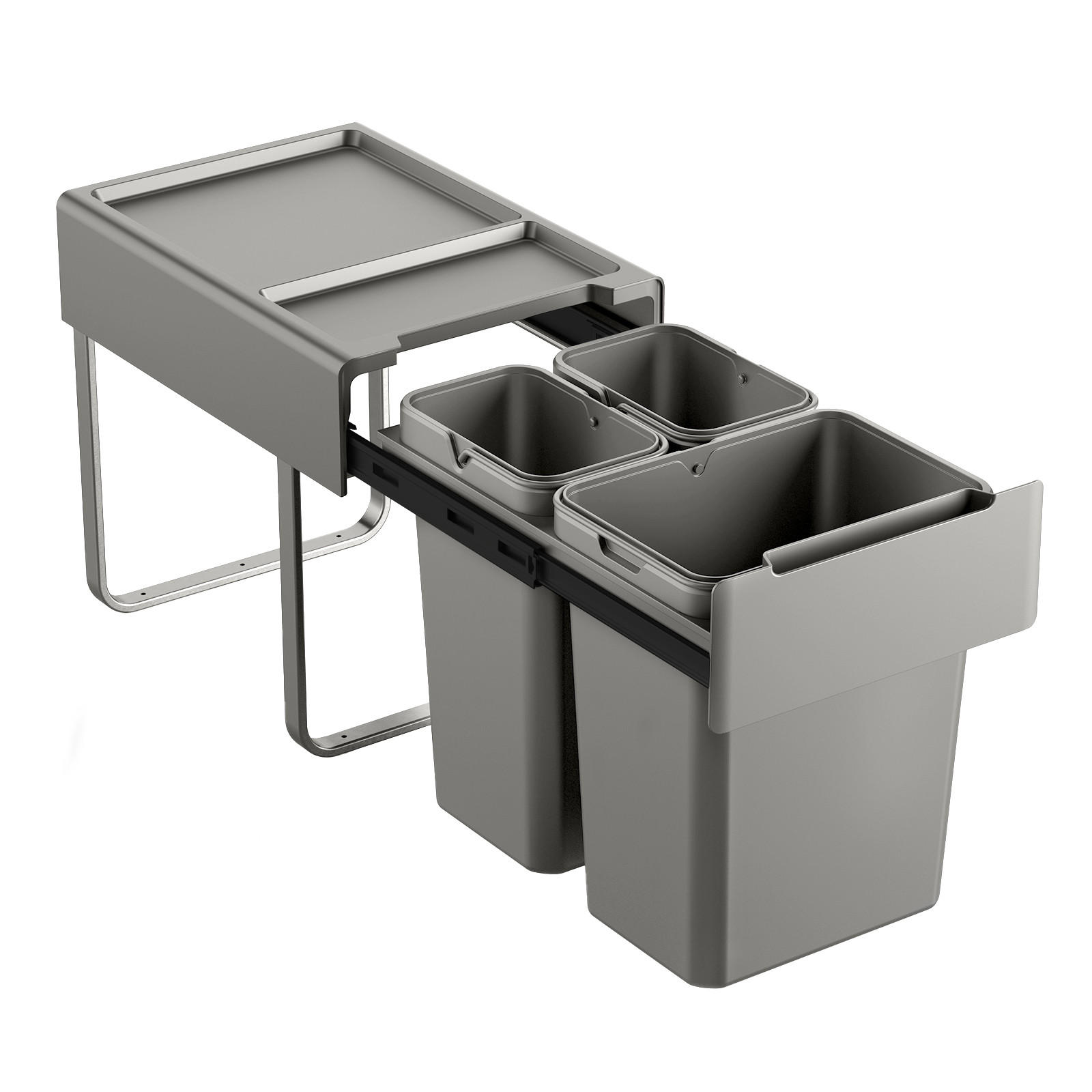 EINBAUMÜLLEIMER EMCombo40 40L - Grau, Kunststoff (33.5/42/48cm) - SVITA