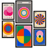 POSTER Set Mit 6 Bauhaus Geometrische Formen In Leuchtenden Farben A3 & A4 Schwarzer Rahmen - Schwarz, Papier (29/3cm) - Nacnic