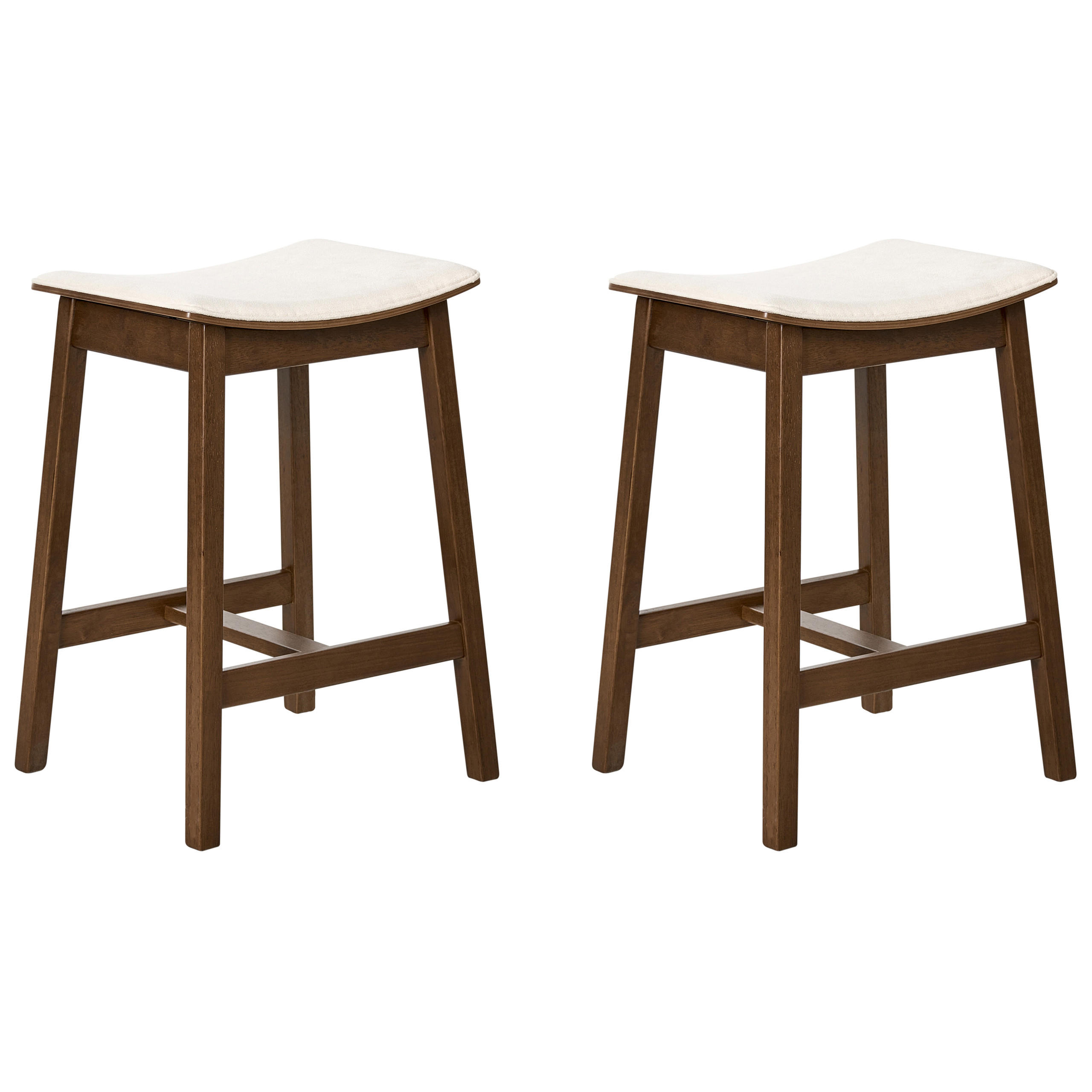 BARHOCKER 2er-Set Holz Cremeweiß/Dunkelbraun Dixon - Dunkelbraun, Holz (45/63/39cm) - Beliani