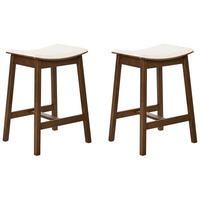 BARHOCKER 2er-Set Holz Cremeweiß/Dunkelbraun Dixon - Dunkelbraun, Holz (45/63/39cm) - Beliani