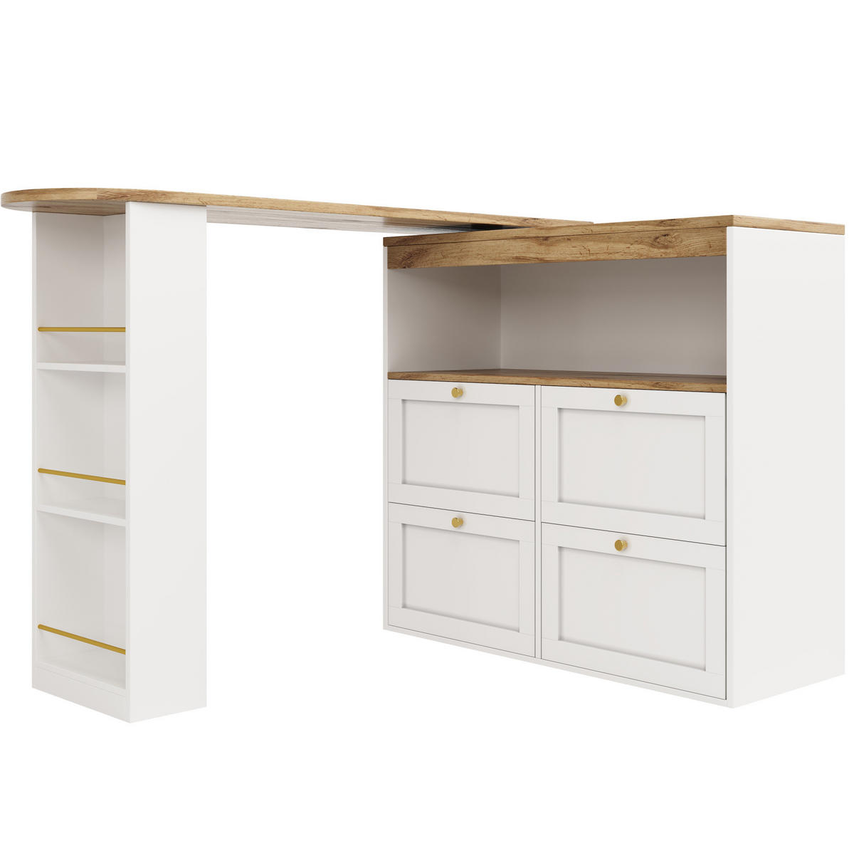 SCHRANK mit 4 Schubladen und Drehregal 105 x 39 x 102 cm Weiß - Weiß, Holz (39/104/204cm) - Beauniv
