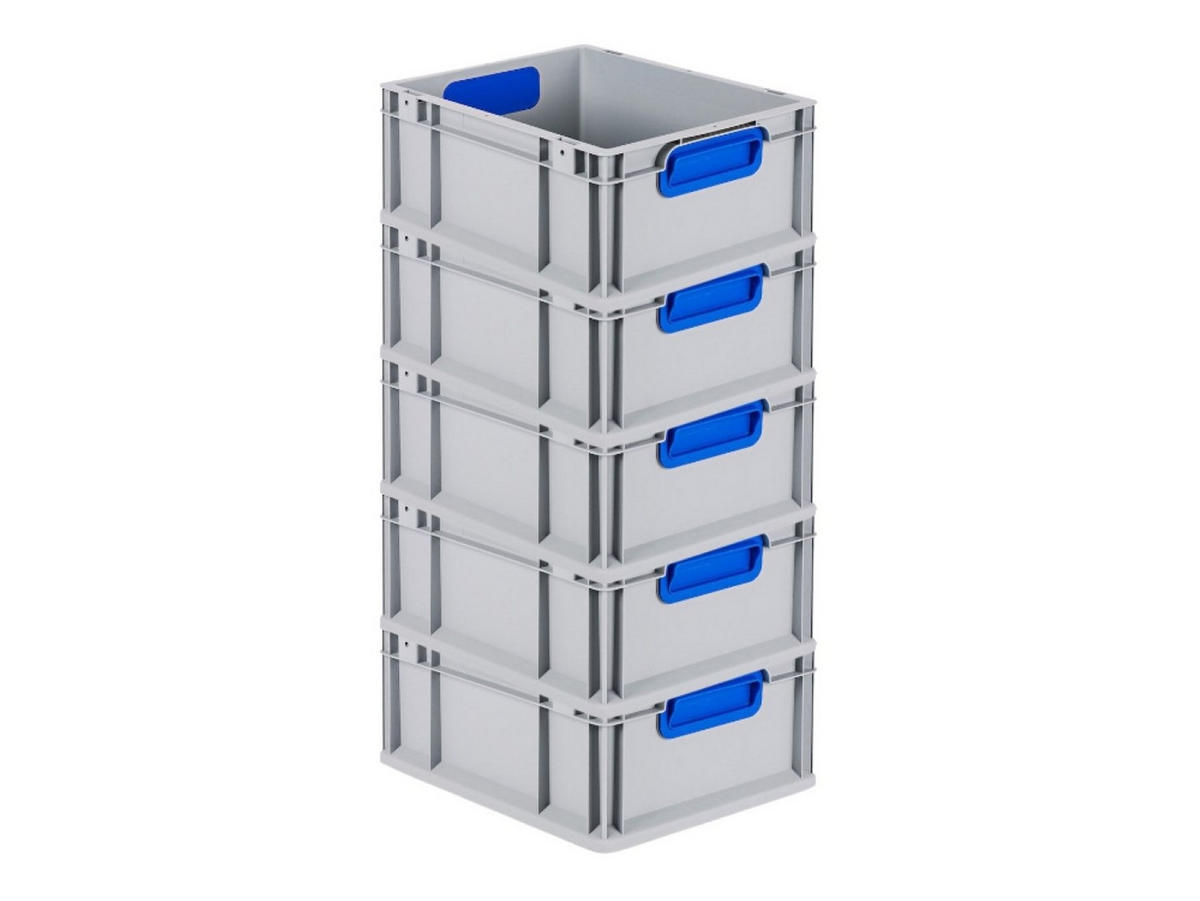 EUROBOX 5x Nextgen Color 17x30x40cm 16 Liter Griffe Blau Geschlossen - Blau, Kunststoff (30/17/40cm) - PROREGAL