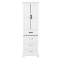 BADEZIMMERSCHRANK 57x38x180 cm Weiß aus Holzwerkstoff mit 3 Schubladen - Weiß, Holzwerkstoff (57/180/38cm) - Modfu