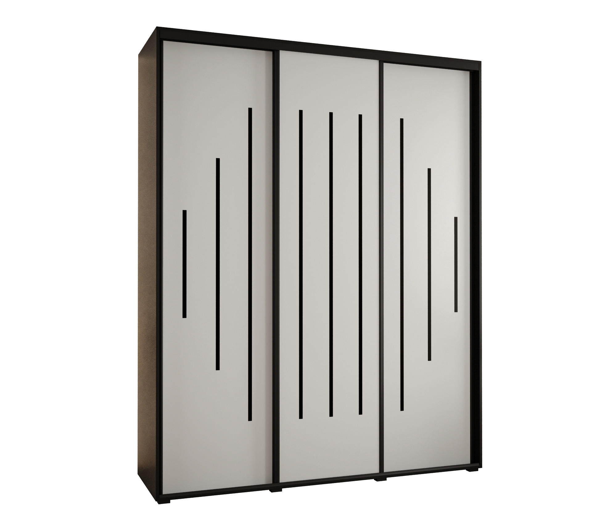 Abiks Möbel Schwebetürenschrank Schwarz, Weiß, Schwarz 200x235x45 cm