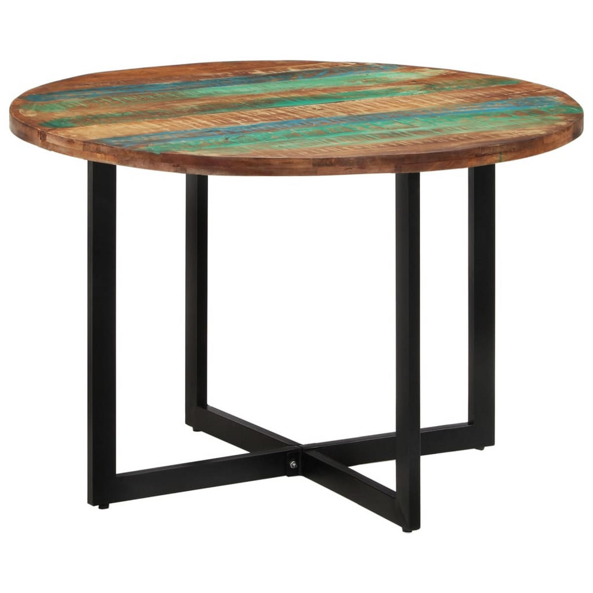 ESSTISCH, Runden, 110/75 cm, aus Recyceltes Massivholz und Eisen - Multicolor, Holz (110/110/75cm) - vidaXL