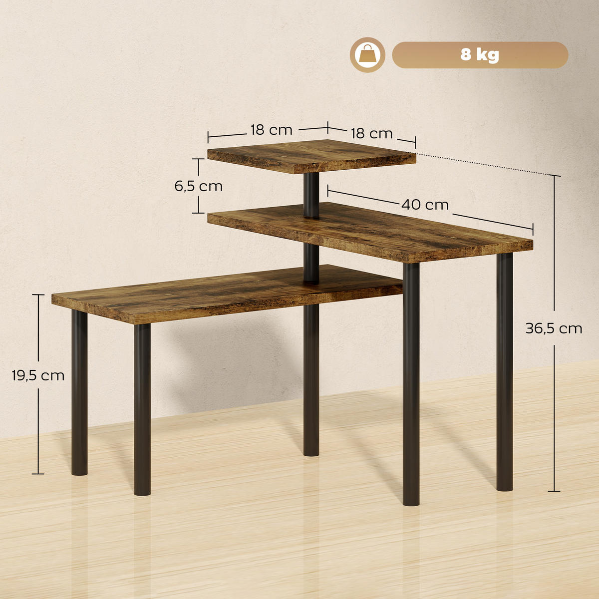 KÜCHENREGAL Spanplatte Metall Rustikal-Braun - Braun, Holzwerkstoff (18/36.5/40cm) - HOMCOM