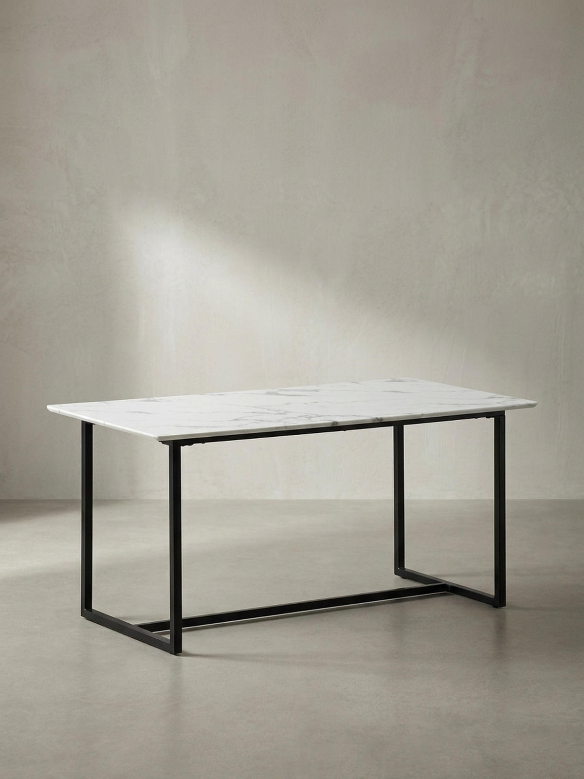 ESSTISCH Marmoroptik Metall Rechteckig Modern Klein, Weiß 120x60x76 cm - Schwarz/Weiß, Holzwerkstoff/Metall (60/120/76cm) - KADIMA DESIGN