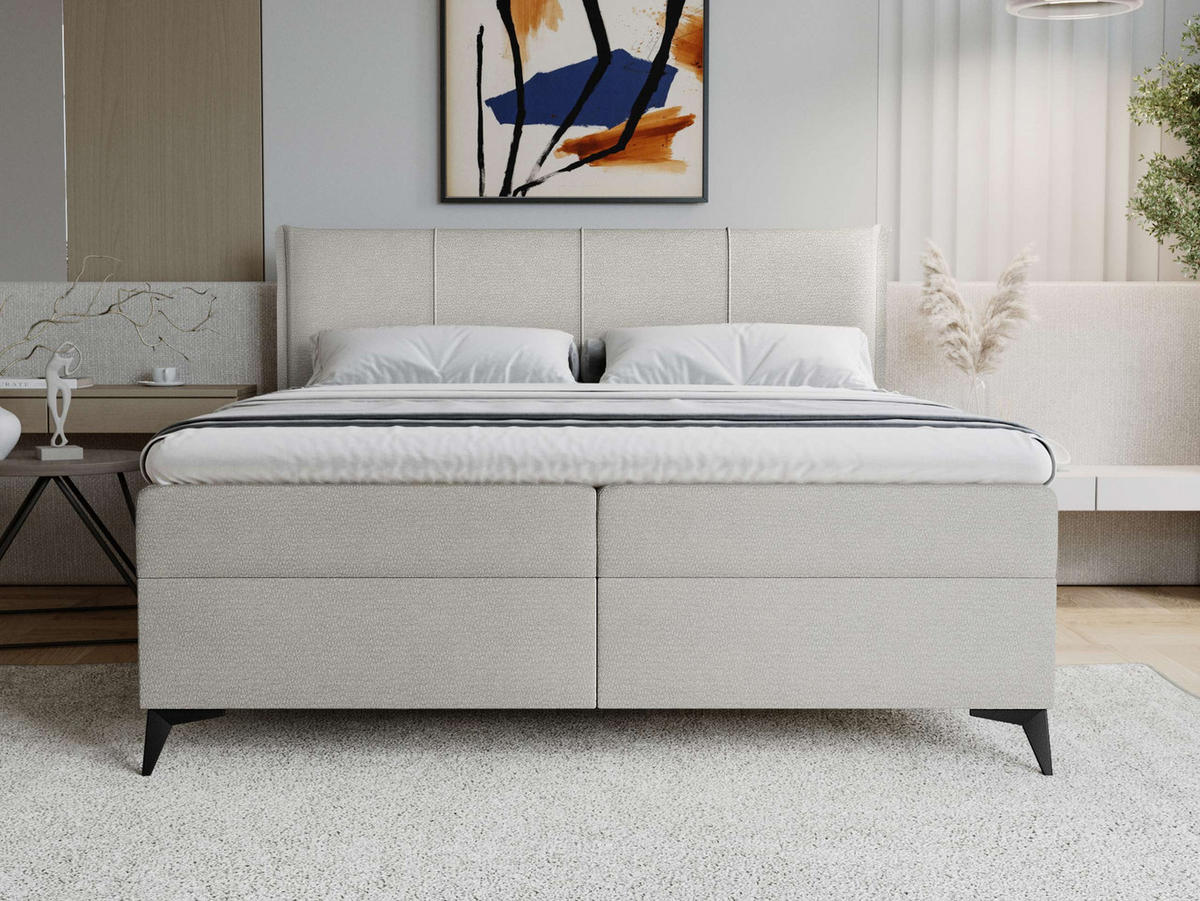 BOXBETT Eco Bis - H3 - Hellgrau/Schwarz, Holz/Holzwerkstoff (140/200cm) - MIRJAN24