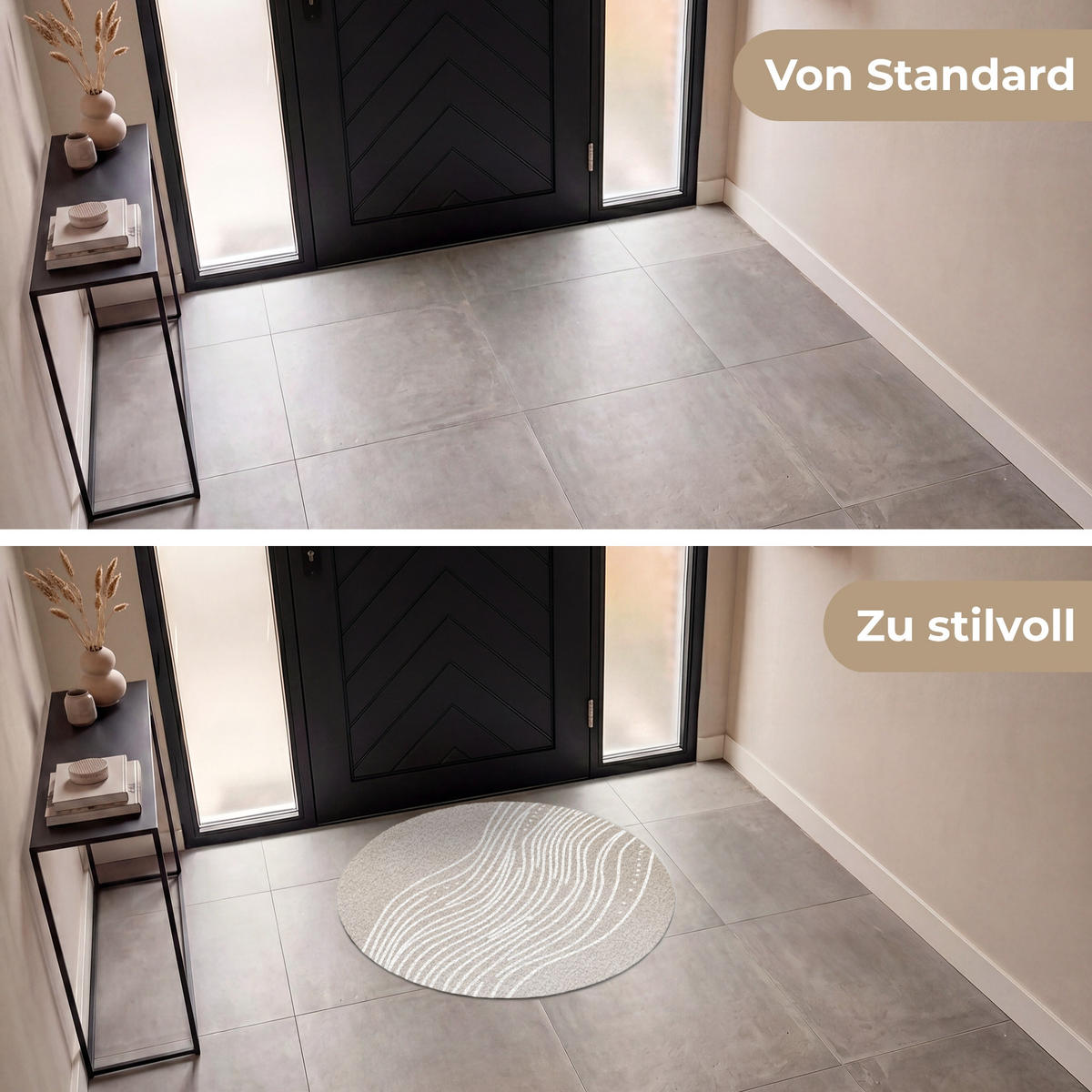 ROHOŽKA Vlnité linie - Plynulé - Pískové barvy 90x90 cm - béžová, textil/umělá hmota (90/0.4cm) - MuchoWow
