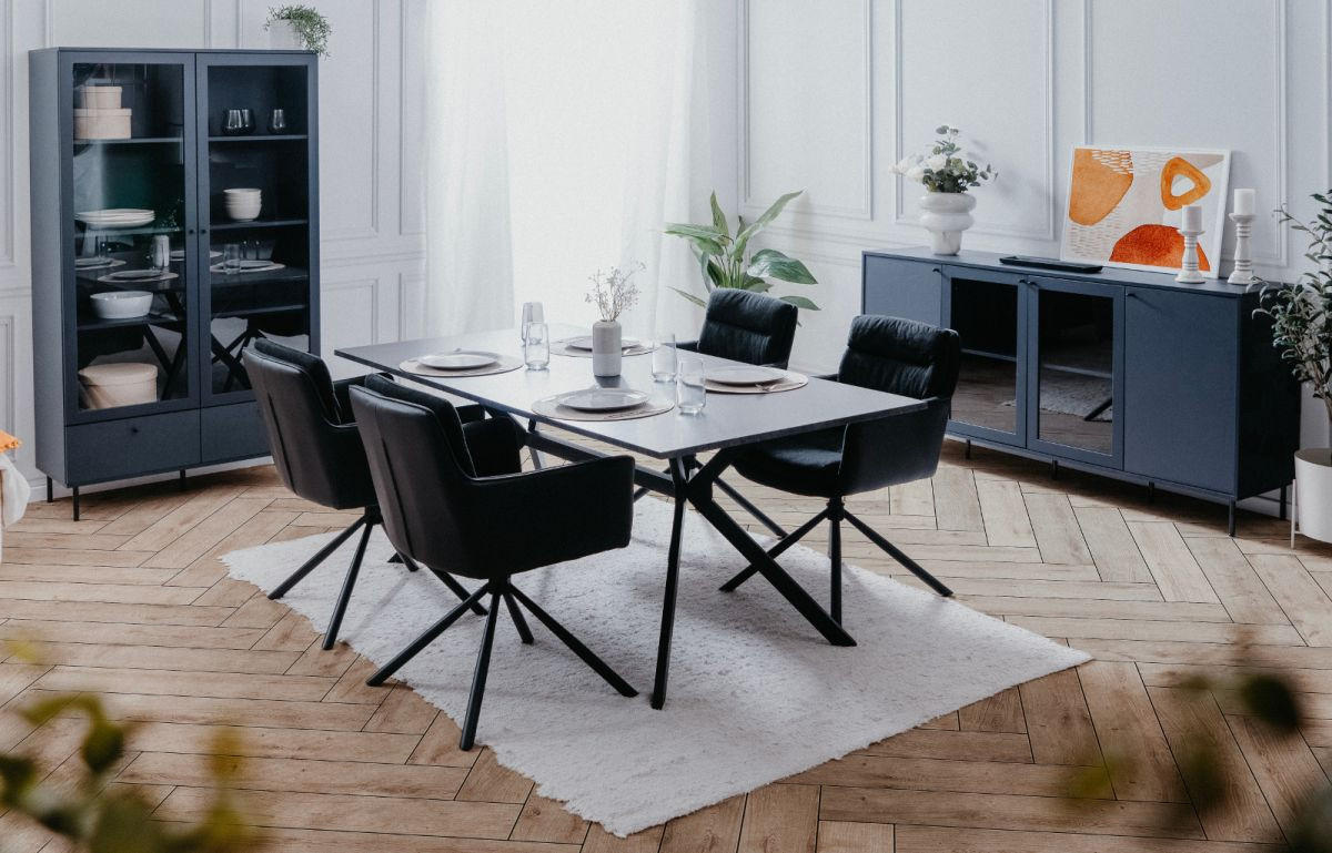 COUCHTISCH blau 110 cm, Wohnzimmertisch mit Stauraum - Blau/Schwarz, Holzwerkstoff/Metall (110/60/40cm) - Furn.Design