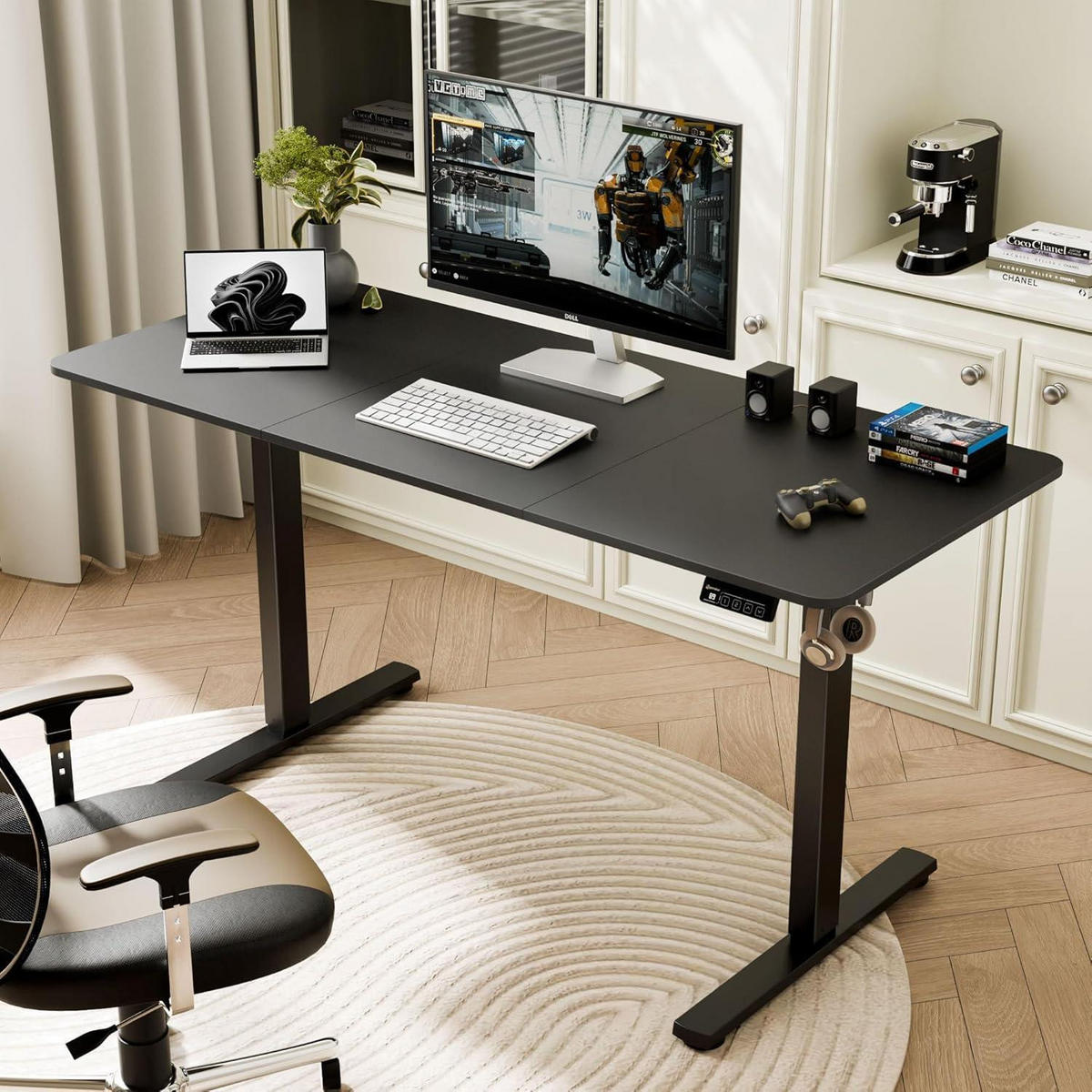 SCHREIBTISCH elektrisch höhenverstellbar 140 x 60 cm Schwarz - Schwarz, Metall (60/140/73cm)