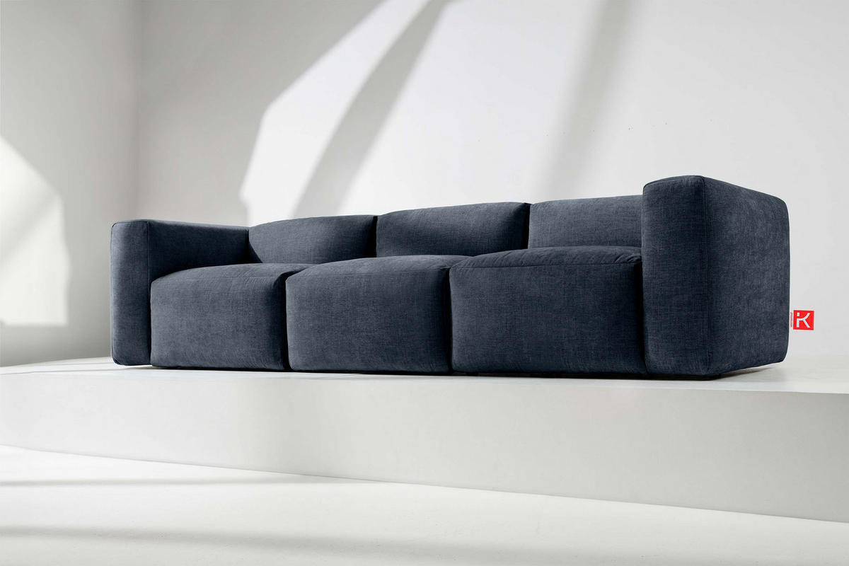 3-SITZER-MODULSOFA BUFFO mit extrem weicher und bequemer Sitzfläche, Gewebestoff, dunkelblau - Dunkelblau, Textil (290/73/96cm) - KONSIMO®