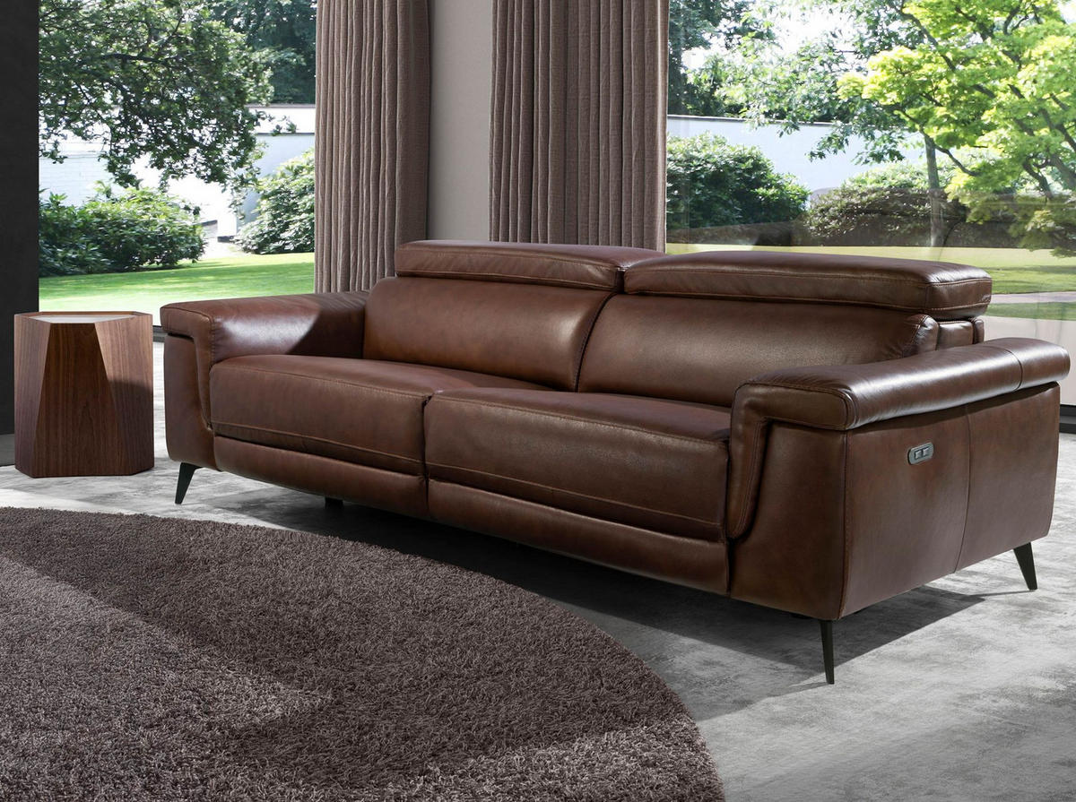 SOFA 3-Sitzer Relaxsofa aus braunem Leder 215/103/99 cm - Schwarz/Braun, Leder (215/99/103cm) - ANGEL CERDA
