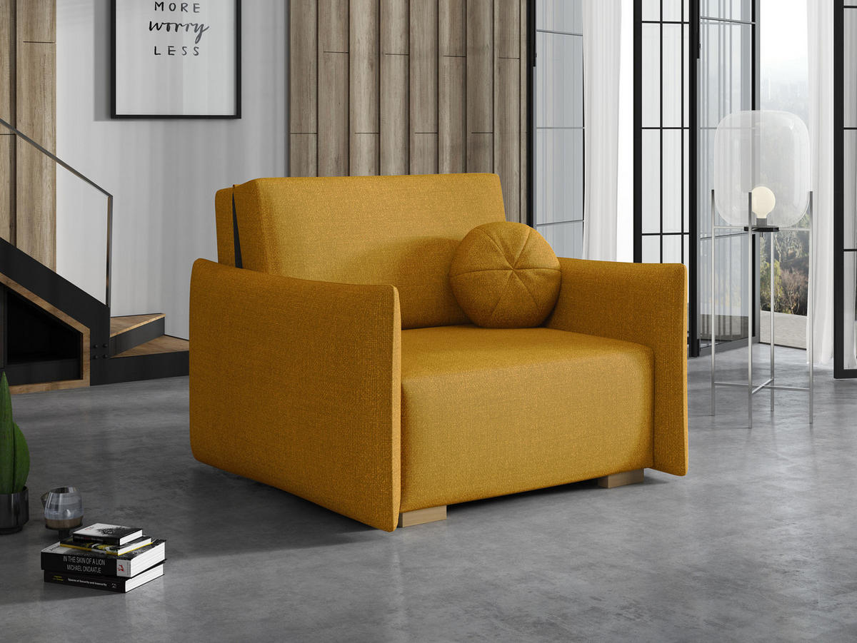 SCHLAFSOFA Viva Glov I - Gelb/Naturfarben, Holz/Textil (104/85/98cm) - MIRJAN24
