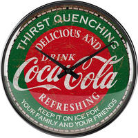 WANDUHR 31 cm Coca-Cola Thirst Quenching Green - Rot/Grün, Metall (31/31/5cm) - Nostalgic-Art