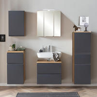 BADMÖBEL-SET 5-TLG. Vasto-03 - Grau, Holzwerkstoff (170/200/35cm) - Lomado