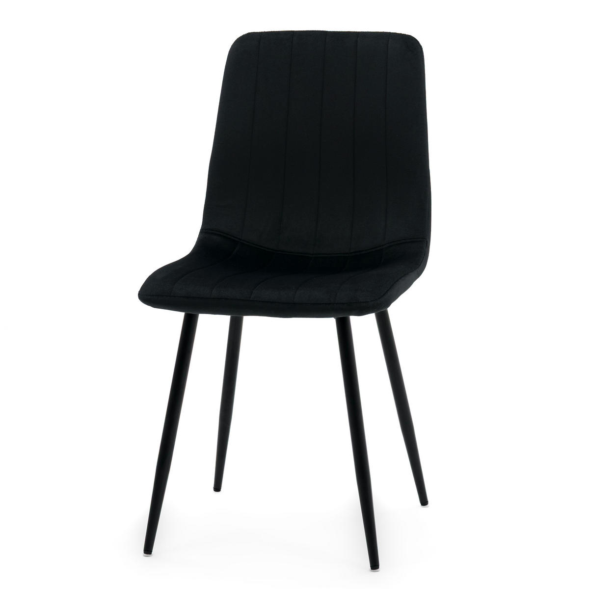 STUHL GELA gepolstert mit Steppung - schwarz - Samt Velours - Schwarz, Textil/Metall (45/89/53cm) - NEW HOME