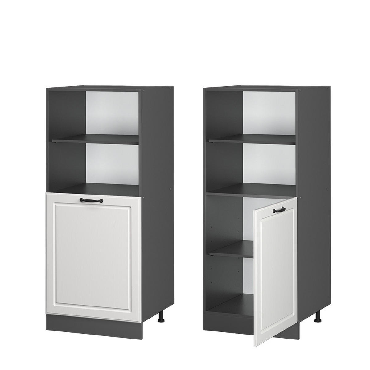 HERDUMBAUSCHRANK R-Line Weiß Landhaus 60 cm - Dunkelgrau/Anthrazit, Holzwerkstoff (60/143/57cm) - Vicco