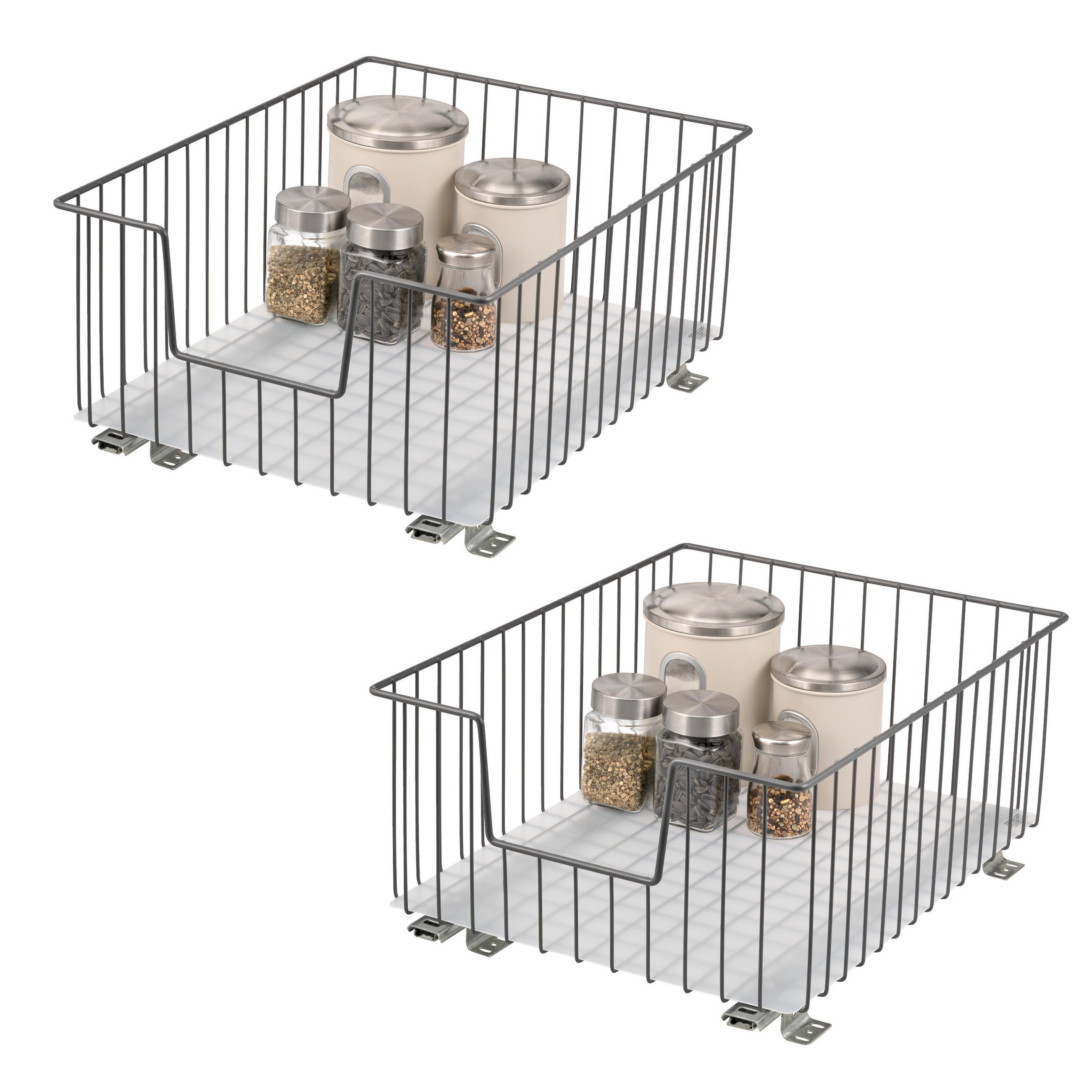 SCHRANK-KORBAUSZUG 40 cm, grau, Metall - Grau, Metall (40/23/50.5cm) - bremermann