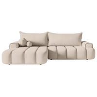 ECKSOFA Dandelino Graubeige mit Samtbezug, links - Taupe/Schwarz, Kunststoff/Textil (271/172cm) - Selsey