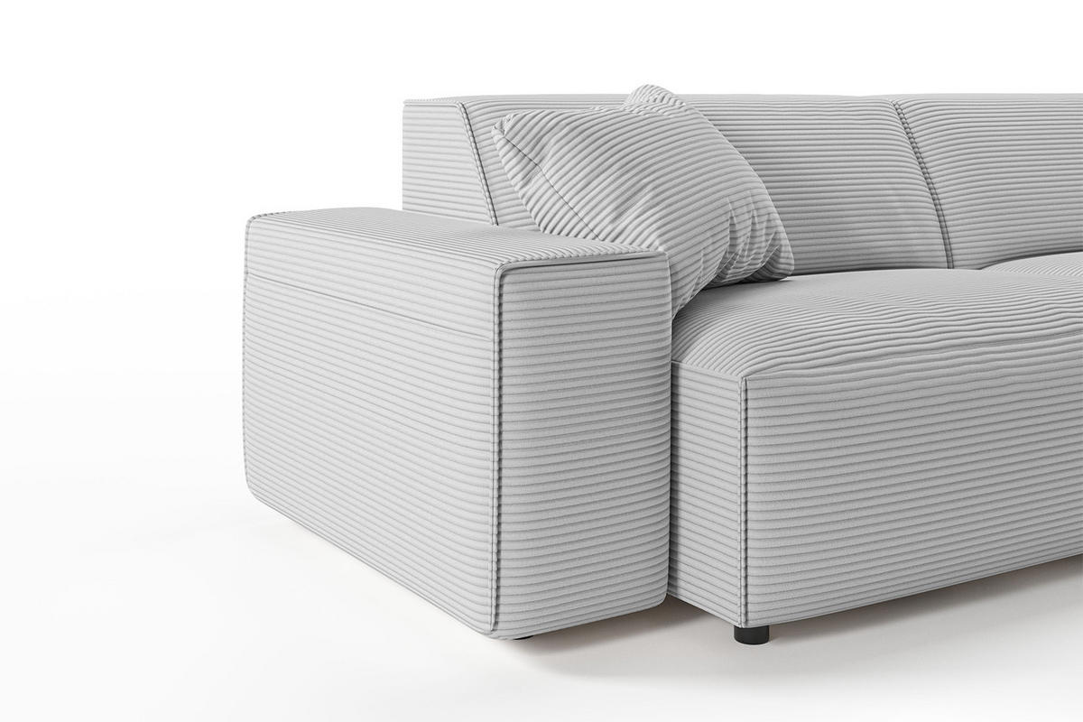 SOFA RANI Hellgrau Cord - Hellgrau/Schwarz, Kunststoff/Textil (256/71/101cm) - KAWOLA