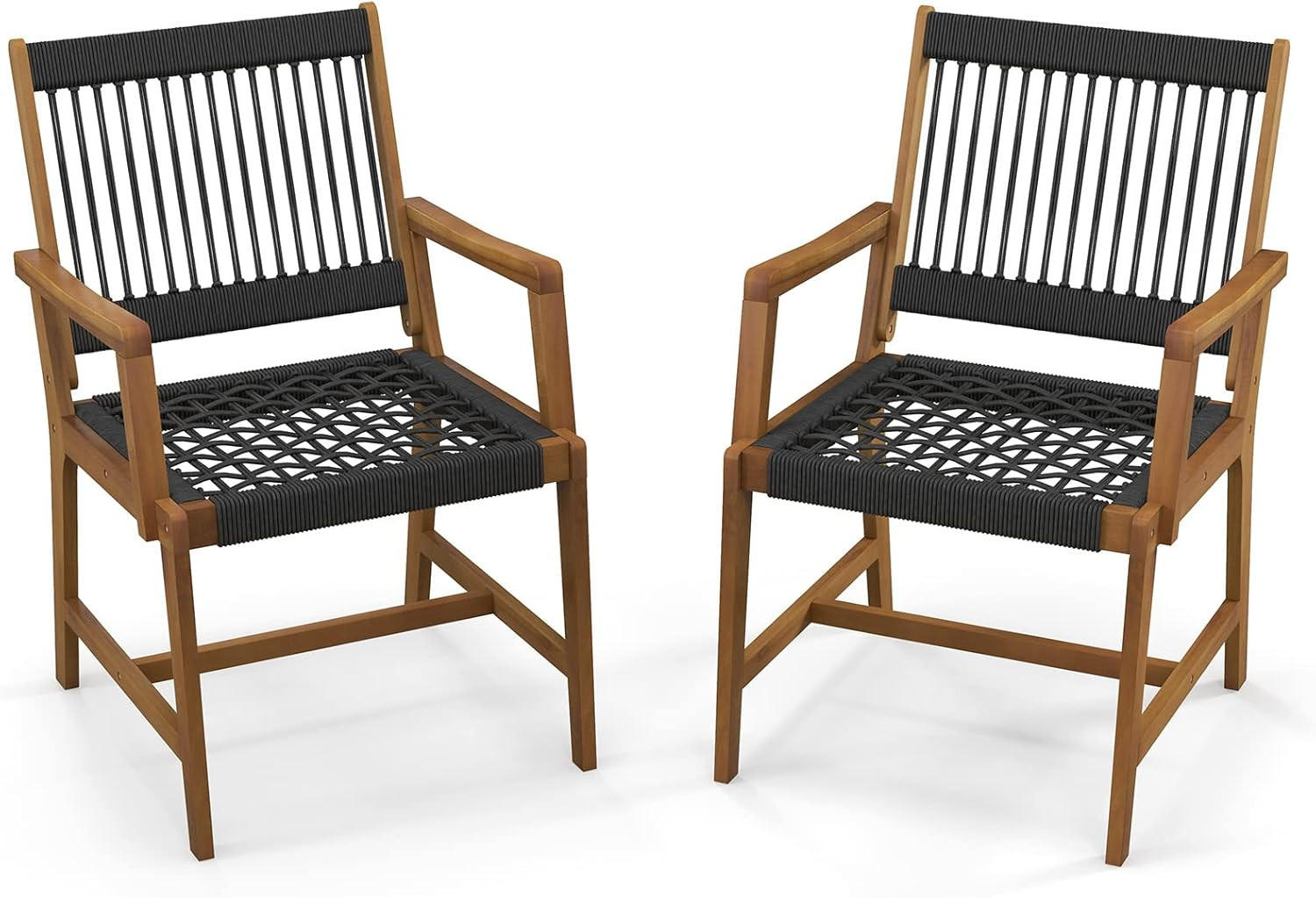 GARTENSTÜHLE Schwarz(2er-Set) - Schwarz, Holz (57/90/64cm) - COSTWAY