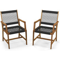 GARTENSTÜHLE Schwarz(2er-Set) - Schwarz, Holz (57/90/64cm) - COSTWAY