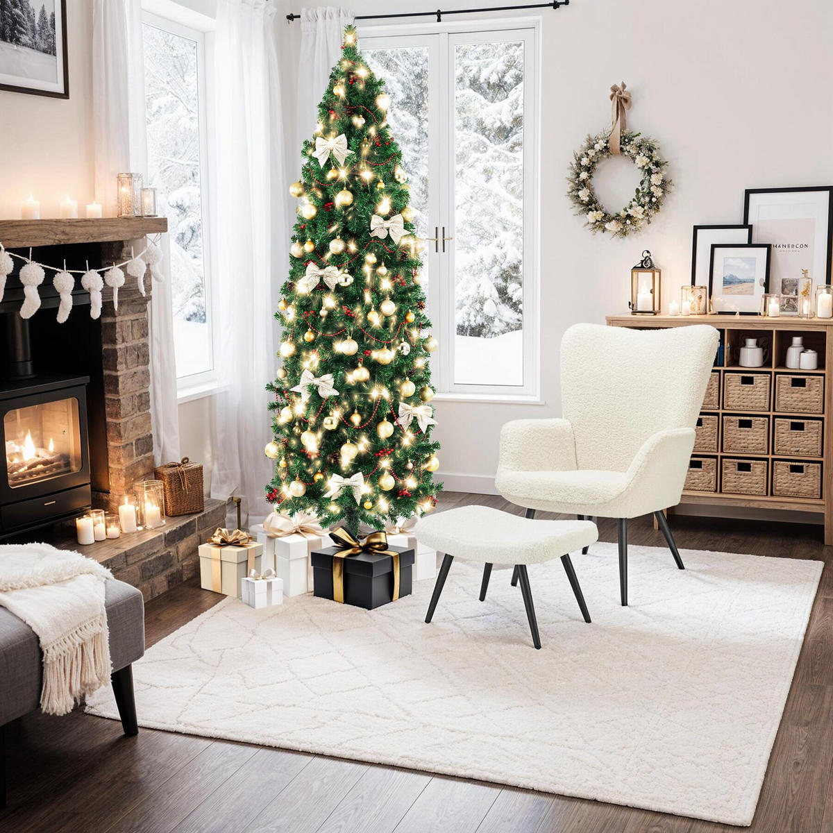 WEIHNACHTSBAUM Comet,pulverbeschichteter Metallständer mit Kunststoffkappen,grün - Grün, Kunststoff (210cm) - tectake