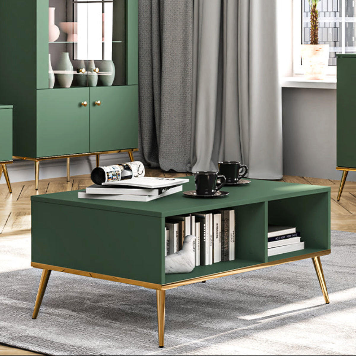COUCHTISCH Thalia Grün - Grün, Holzwerkstoff (60/90/42cm) - Petits-meubles