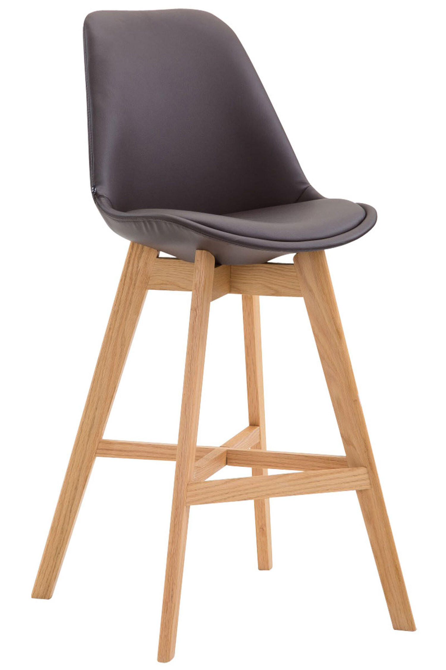 BARHOCKER Canada, Gestell Natura, Kunstleder Braun - Braun/Naturfarben, Holz/Kunststoff (48/100/56cm) - TPFLiving