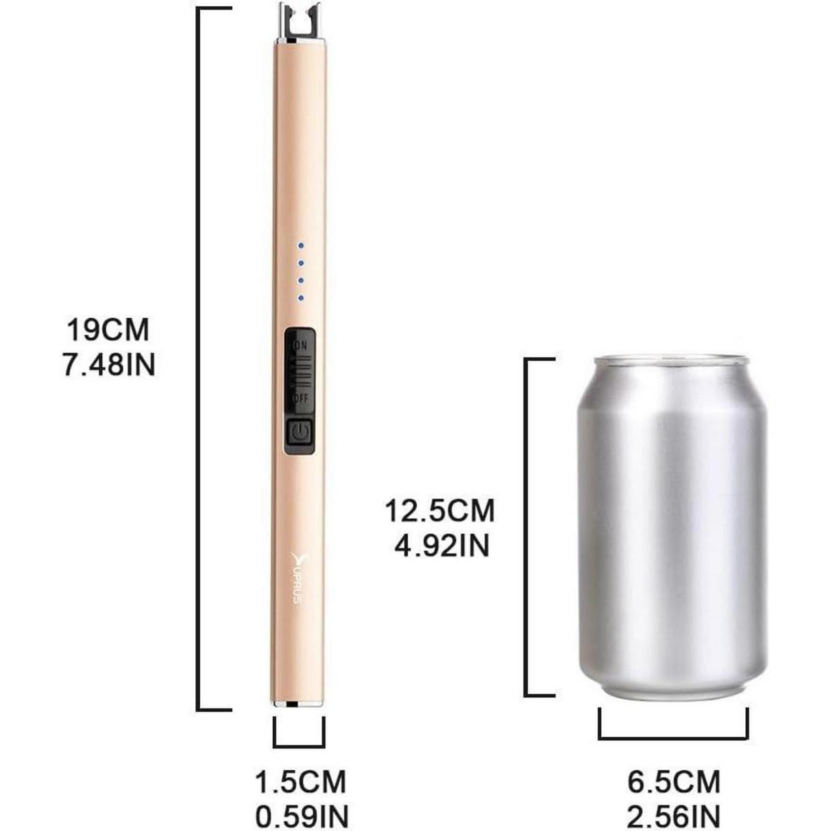 ELEKTRISCHES Feuerzeug Lichtbogen Gold - Goldfarben, Metall (1.6/1.2/19.2cm)