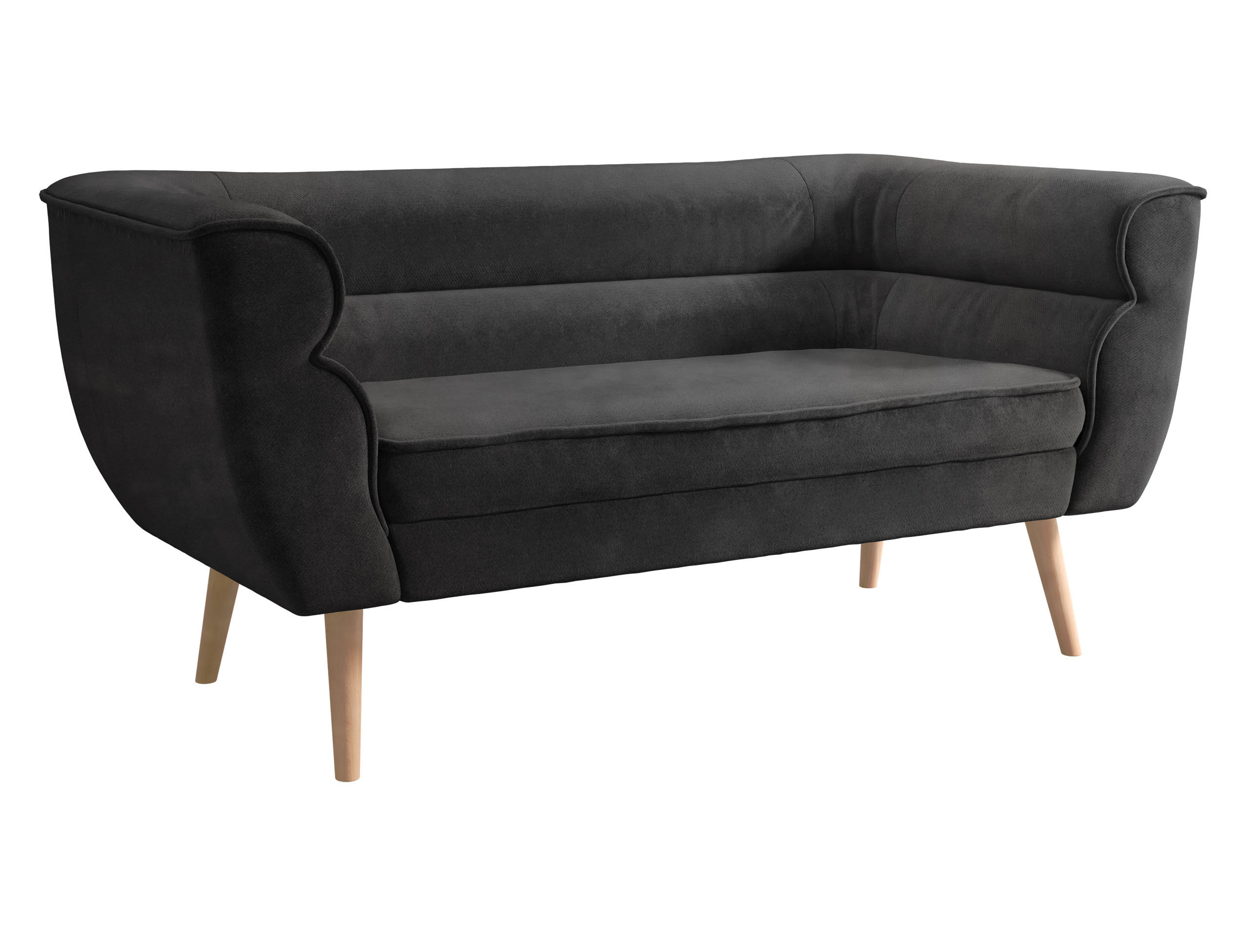SOFA Bal 2 - Dunkelgrau/Naturfarben, Holz/Textil (142/75/74cm) - MIRJAN24